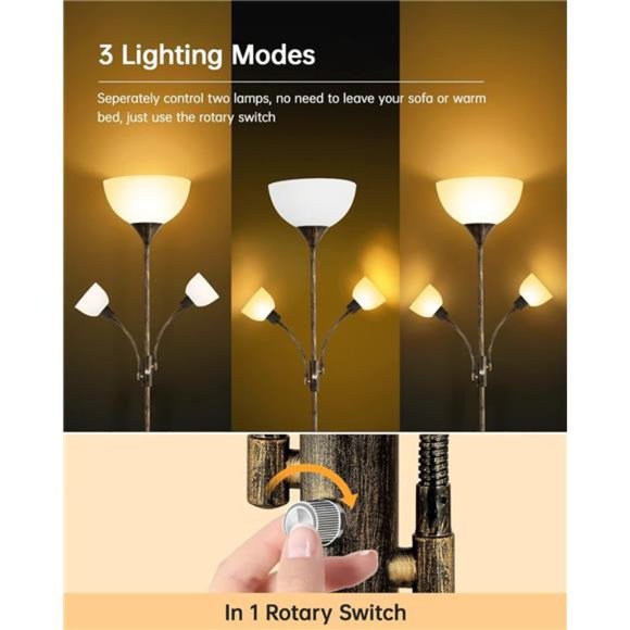 Tree Floor Lamp, Standing Lamp, 9W Torchiere Floor Lamp with Reading Lamps - Picture 3 of 7